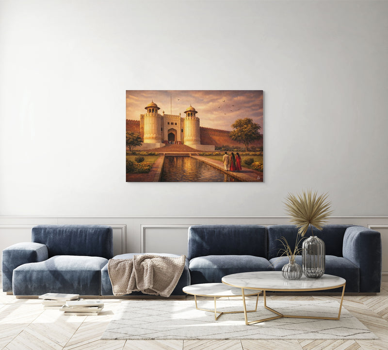Shahi Qila at Golden Hour – Mughal Architecture Canvas Wall Art