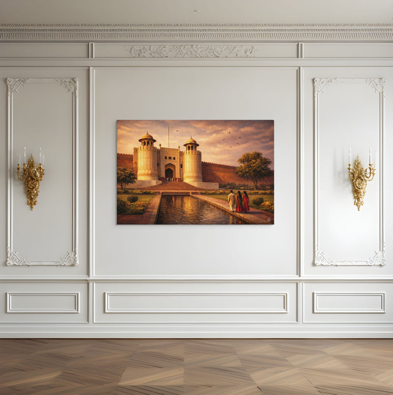 Shahi Qila at Golden Hour – Mughal Architecture Canvas Wall Art