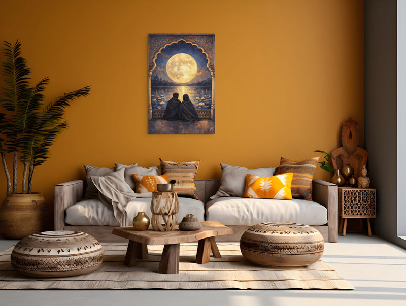 Moonlit Palace Reflections – Mughal Inspired Romantic Canvas Art