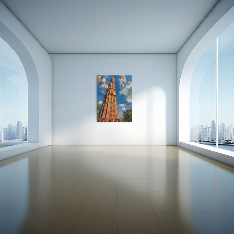 Echoes of Stone – Qutb Minar Mughal Architecture Canvas Wall Art